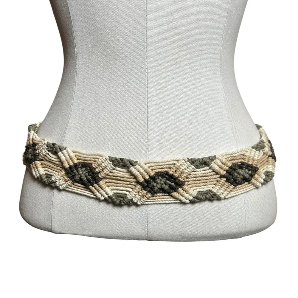 VTG Macrame Belt Boho Woven Festival‎ Boho Hippie Costal Retro 70s Tie Back